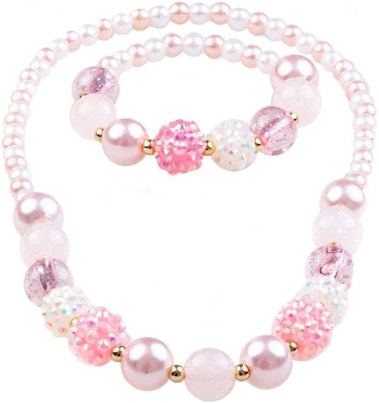 Collier et bracelet perles roses