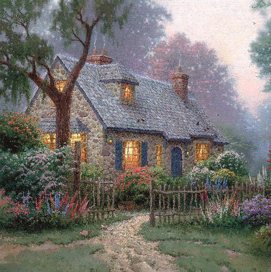 Peinture à numéro Cottage Foxglove(T.Kinkade)