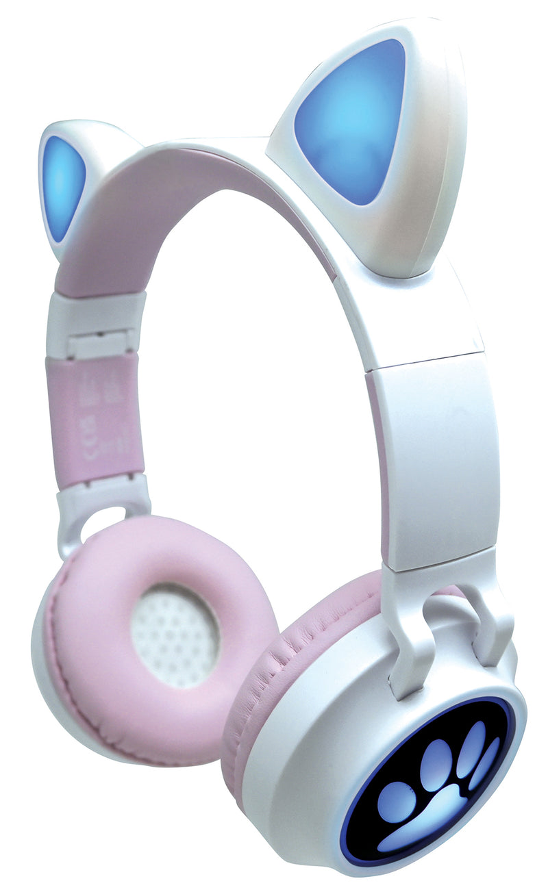 Dessin animé mignon sans fil Bluetooth chat oreille casque Microphone LED  lumineux pliable Rechargeable casque de jeu - Type Rose