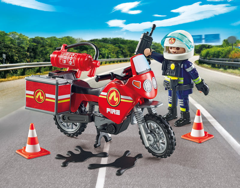 Pompier et moto