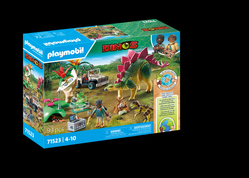 Campement des explorateurs avec dinosaures