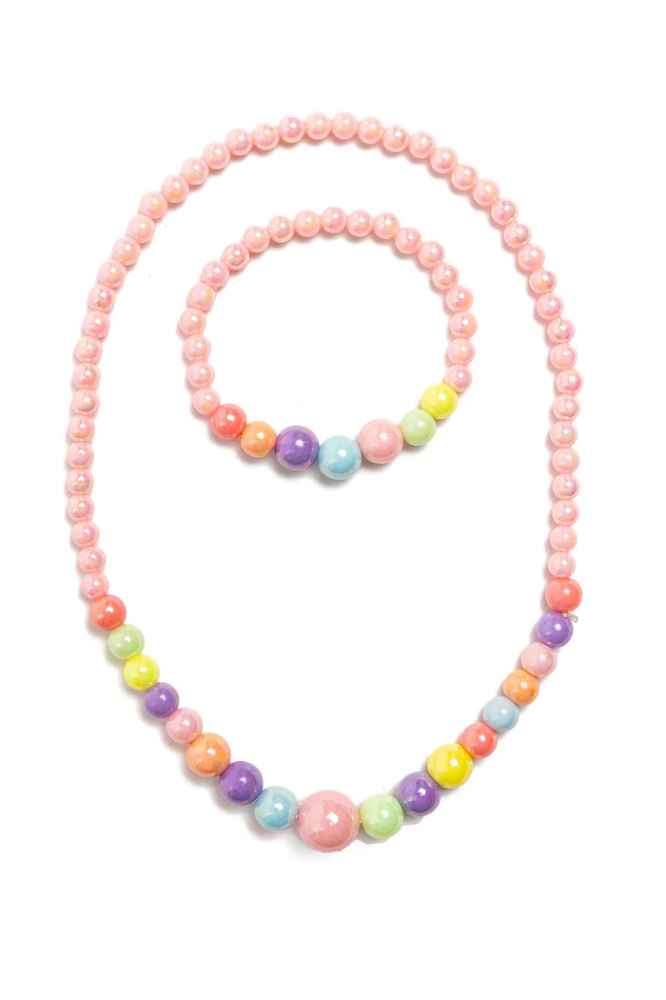 Ensemble collier et braceket Perles pastels