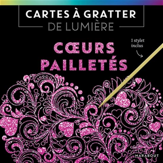 Coeurs pailletés Cartes à gratter de lumière