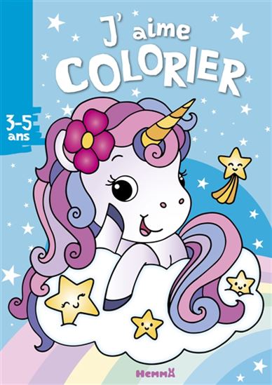 Licorne sur un nuage J'aime colorier