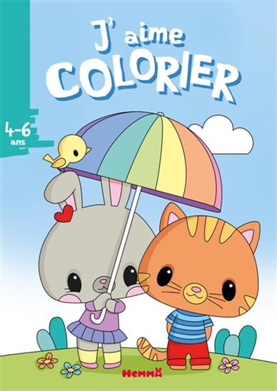 Lapine et chat J'aime colorier